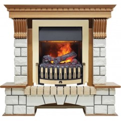 Каминокомплект Pierre Luxe - Дуб / Белый (Высота 1020мм) с очагом Danville Brass FB2 Каминокомплект Pierre Luxe - Дуб / Белый (Высота 1020мм) с очагом Danville Brass FB2