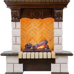 Каминокомплект Pierre Luxe - Темный дуб / Шампань (Высота 975мм) с очагом Cassette 400 NH Каминокомплект Pierre Luxe - Темный дуб / Шампань (Высота 975мм) с очагом Cassette 400 NH