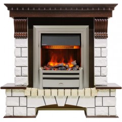 Каминокомплект Pierre Luxe - Темный дуб / Белый (Высота 1020мм) с очагом Chesford