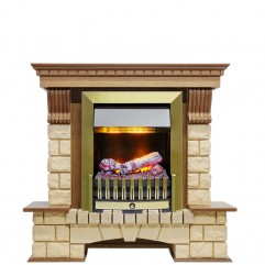 Каминокомплект Pierre Luxe - Дуб / Шампань (Высота 1050мм) с очагом Danville Antique Brass FB2 Каминокомплект Pierre Luxe - Дуб / Шампань (Высота 1050мм) с очагом Danville Antique Brass FB2