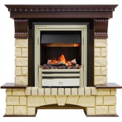 Каминокомплект Pierre Luxe - Темный дуб / Шампань (Высота 1050мм) с очагом Cavendish