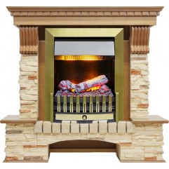 Каминокомплект Pierre Luxe - Дуб / Сланец с очагом Danville Antique Brass FB2 Каминокомплект Pierre Luxe - Дуб / Сланец с очагом Danville Antique Brass FB2