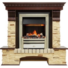 Каминокомплект Pierre Luxe - Темный дуб / Сланец (Высота 1005мм) с очагом Cavendish