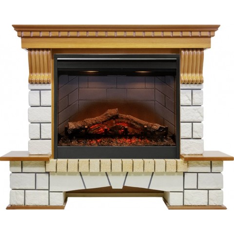 Каминокомплект Pierre Luxe - Дуб / Белый с очагом Symphony 26'' DF2608-INT