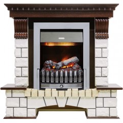 Каминокомплект Pierre Luxe угловой - Темный дуб / Белый (Высота 1020мм) с очагом Danville Chrome FB2 Каминокомплект Pierre Luxe угловой - Темный дуб / Белый (Высота 1020мм) с очагом Danville Chrome FB2