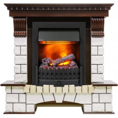 Каминокомплект Pierre Luxe угловой - Темный дуб / Белый (Высота 1020мм) с очагом Danville Black FB2 Каминокомплект Pierre Luxe угловой - Темный дуб / Белый (Высота 1020мм) с очагом Danville Black FB2