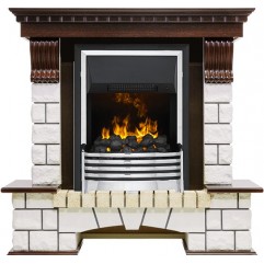 Каминокомплект Pierre Luxe угловой - Темный дуб / Белый (Высота 1020мм) с очагом Flagstaff Каминокомплект Pierre Luxe угловой - Темный дуб / Белый (Высота 1020мм) с очагом Flagstaff